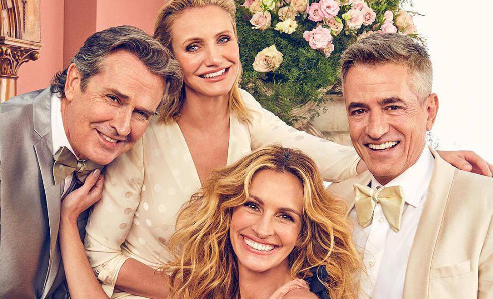 Julia Roberts, Cameron Diaz, Rupert Everett y Dermot Mulroney en la portada de la revista 