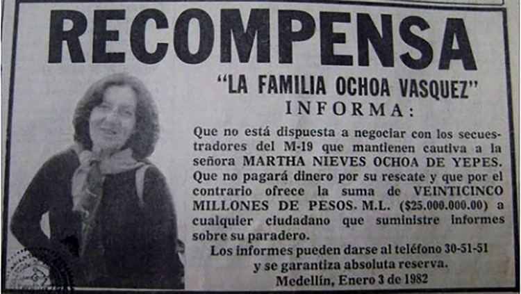 Clasificados en periódicos puestos por el clan Ochoa ante el secuestro de su hermana menor.