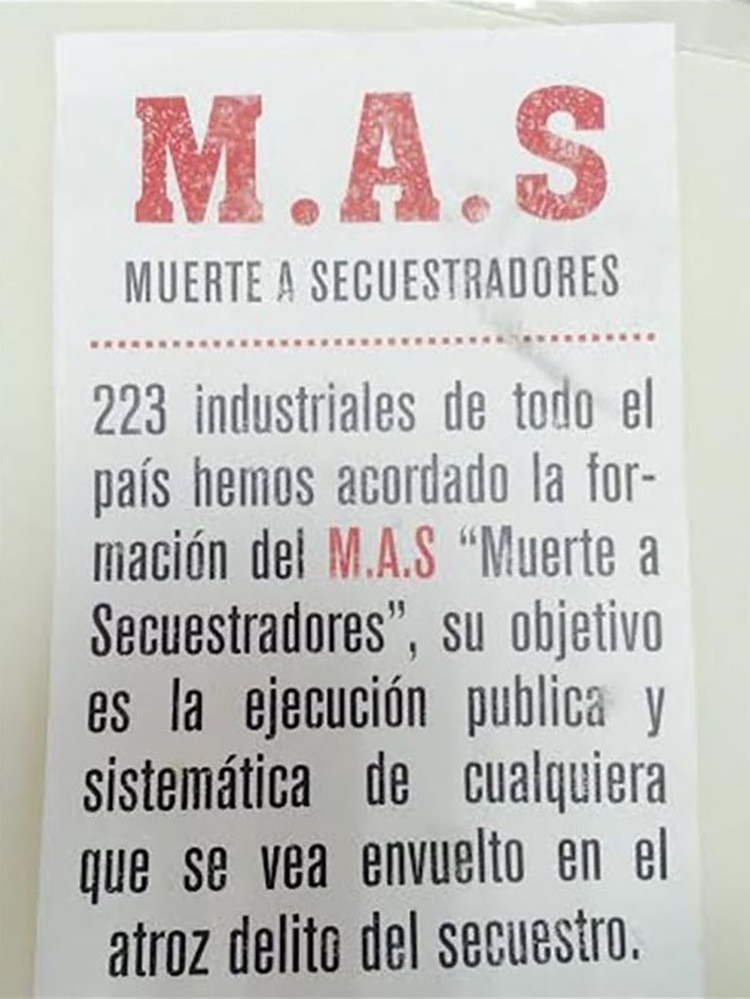 Panfleto de presentación del MAS en Colombia.