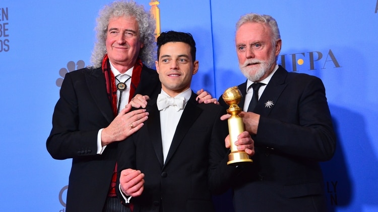 Roger Taylor, Brian May y Rami Malek en los Globos de Oro 2019
