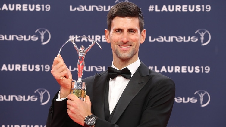 El tenista serbio Novak Djokovic fue elegido el mejor deportista masculino (AFP)