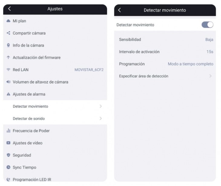 Opciones de configuración de la Foscam
