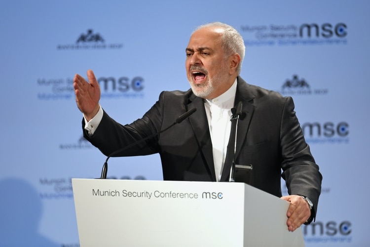 El canciller iraní Mohammad Javad Zarif en la Conferencia de Seguridad de Múnich (Reuters)