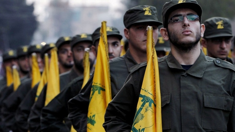 Terroristas de Hezbollah durante un desfile en Beirut, Líbano