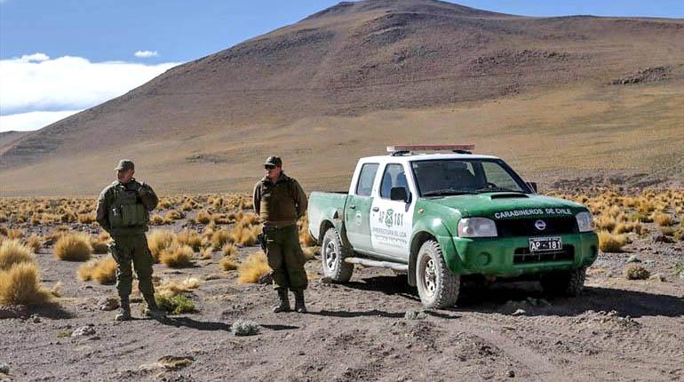 Carabineros chilenos en la frontera con la provincia Sud Lípez, Potosí. | AGENCIA UNO
