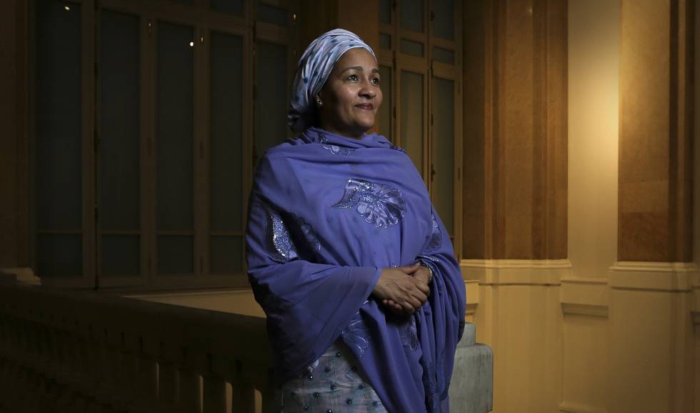 La vicesecretaria general de la ONU, Amina Mohammed, en el Ayuntamiento de Madrid.