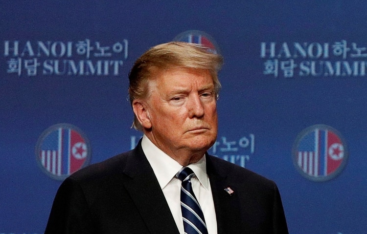 Donald Trump durante la conferencia de prensa tras la cumbre con Kim Jong-un (REUTERS/Jorge Silva)