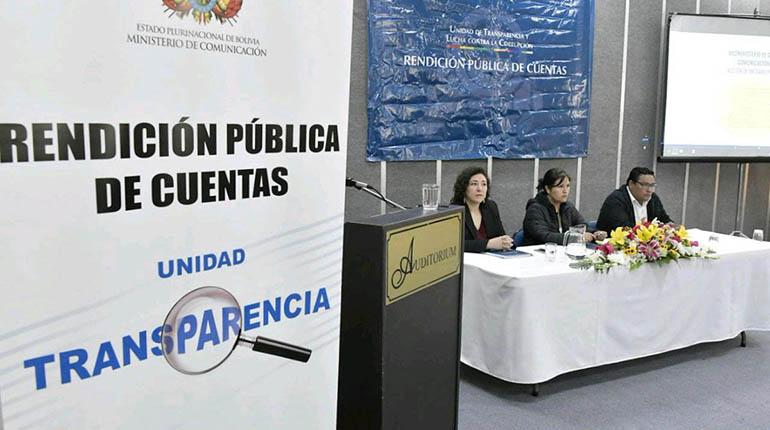 Rendición de cuentas del Ministerio de Comunicación, ayer. | @mincombolivia