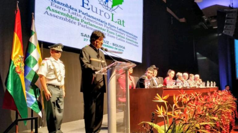 El presidente Evo Morales en la Asamblea EuroLat. | ABI