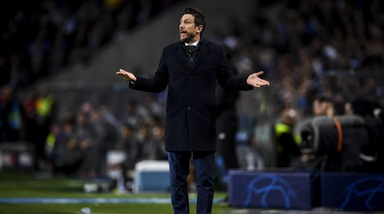 Eusebio Di Francesco durante el partido de Roma contra Porto. | AFP
