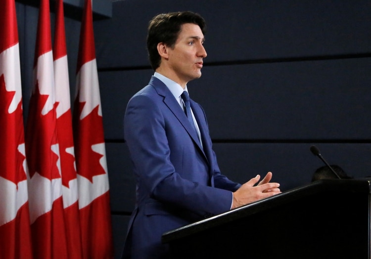 El primer ministro canadiense Justin Trudeau durante una conferencia de prensa este jueves en Ottawa, (REUTERS/Patrick Doyle)