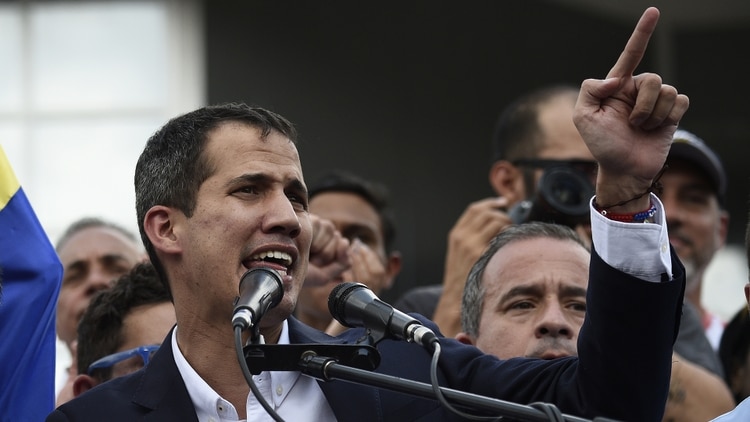 Juan Guaidó al arribar a Venezuela tras su gira por América Latina (Federico Parra / AFP)