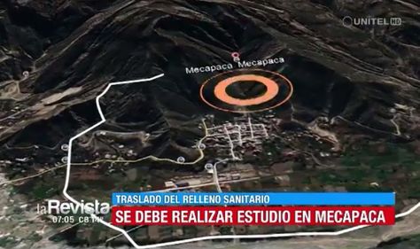 La imagen referencial de los posibles terrenos del nuevo relleno sanitario para La Paz, en Mecapaca.