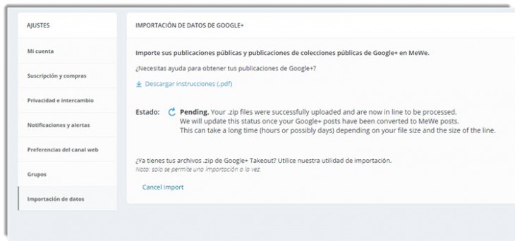 Importar datos a MeWe