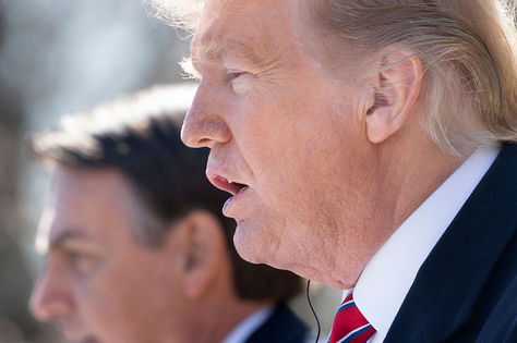 Trump junto a Bolsonaro en la conferencia de prensa de hoy en la Casa Blanca, Washington.