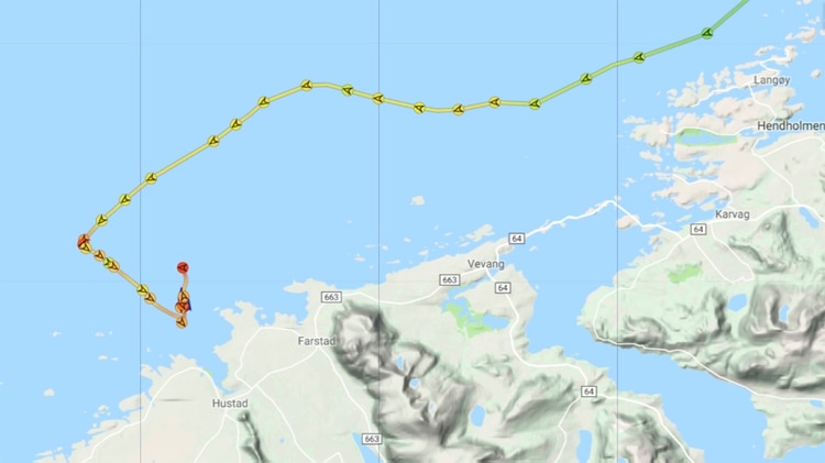 El mapa de la ubicación del crucero Viking Sky