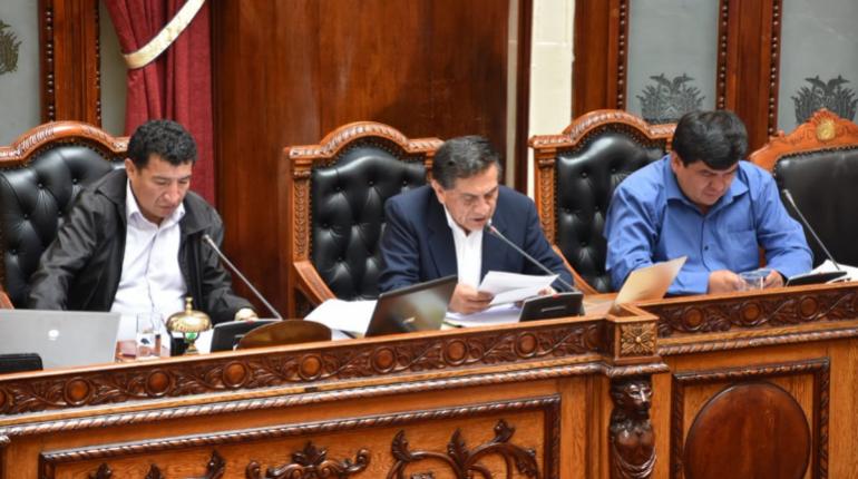 Coca durante el acto interpelatorio. | @VPEP_Bol