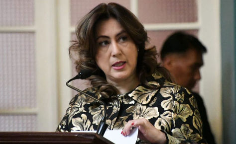 La vicecanciller Carmen Almendras durante su exposición en la rendición de cuentas del Ministerio de Relaciones Exteriores y Culto.