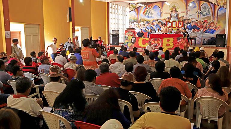 El ampliado de la Central Obrera Boliviana, ayer en Tarija. | APG