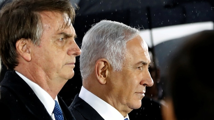 Jair Bolsonaro junto al primer ministro israelí Benjamin Netanyahu (Reuters)