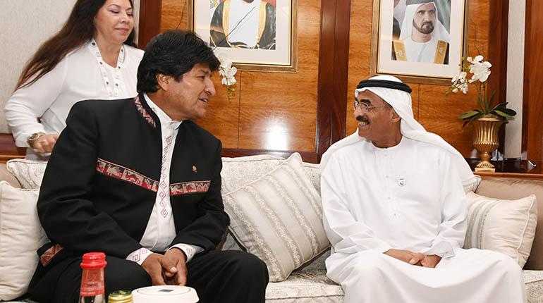 Morales con el Príncipe de Inversiones, ayer en Dubái. | ABI