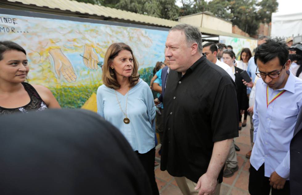 El Secretario de Estado Mike Pompeo durante su visita este sÃ¡bado a CÃºcuta