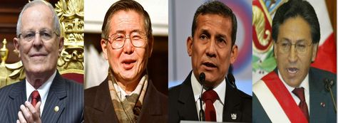 (De izq. a der.) Los presidentes peruanos Kuczynski, Fujimori, Humala y Toledo. Fotos: Archivo
