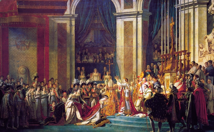 La consagración de Napoleón, por Jacques Louis David, 1808. Museo del Louvre. Wikipedia