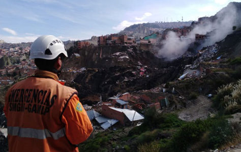 Zona del deslizamiento en Inmaculada Concepción, en Bajo Llojeta.