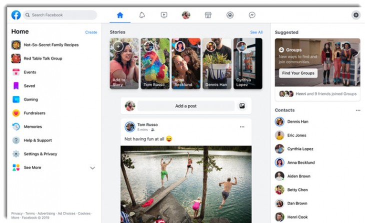 Nuevo diseño Facebook