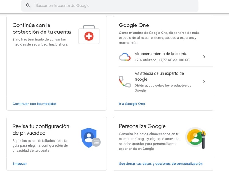 En segunda instancia hay que ingresar en la opción Revisión de privacidad.