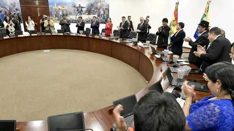 El presidente Morales en la primera reunión del gabinete de la gestión 2019.