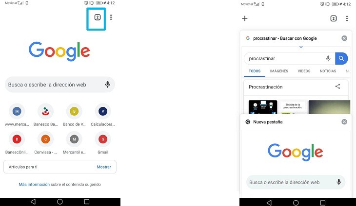 Borrar pestañas en Chrome