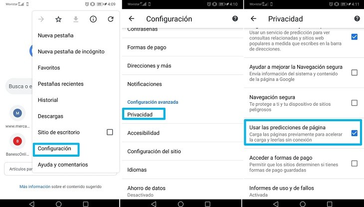 Predicciones en Chrome para mayor velocidad