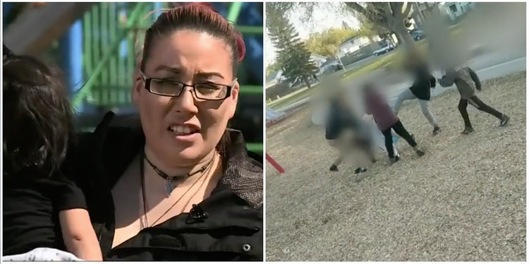 La mujer golpeada es madre de familia y llevaba al parque a sus dos pequeñas hijas Foto: CBT News