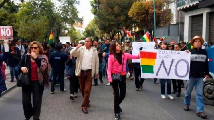 Manifestación en Bolivia contra la reelección de Evo Morales