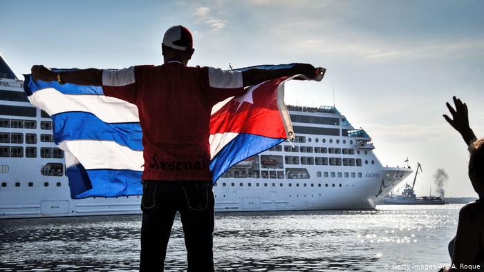 AsÃ­ se celebraba en 2016 la primera llegada de un crucero de Estados Unidos a Cuba en dÃ©cadas. (Getty Images/AFP/A. Roque)