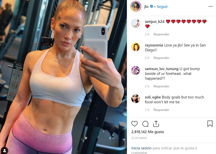 JLO lleva unos ajustados leggins (Foto: instagram)