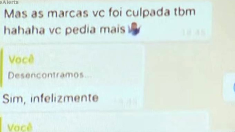 Una captura de los mensajes entre Najila y Neymar que difundieron los medios brasileños
