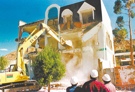 Demolición. La vivienda de Juan Brun, que fue demolida por la administración de Del Granado en 2000.