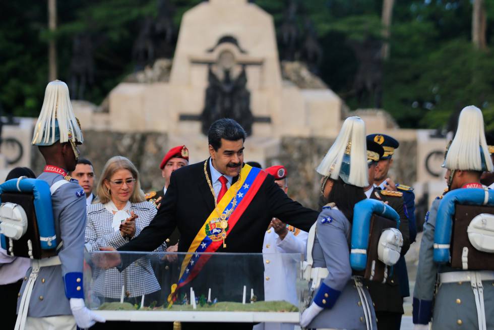 NicolÃ¡s Maduro, este lunes durante un acto castrense. 