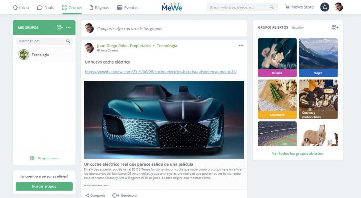 Grupo de tecnología en MeWe
