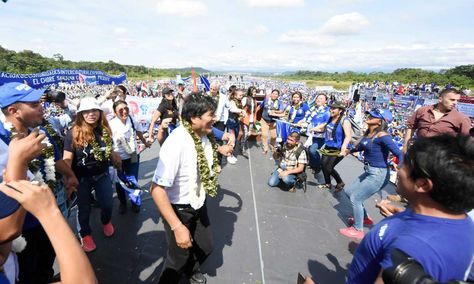 El presidente Evo Morales, desde los predios del aeropuerto internacional Soberanía, ubicado en el municipio de Chimoré. 