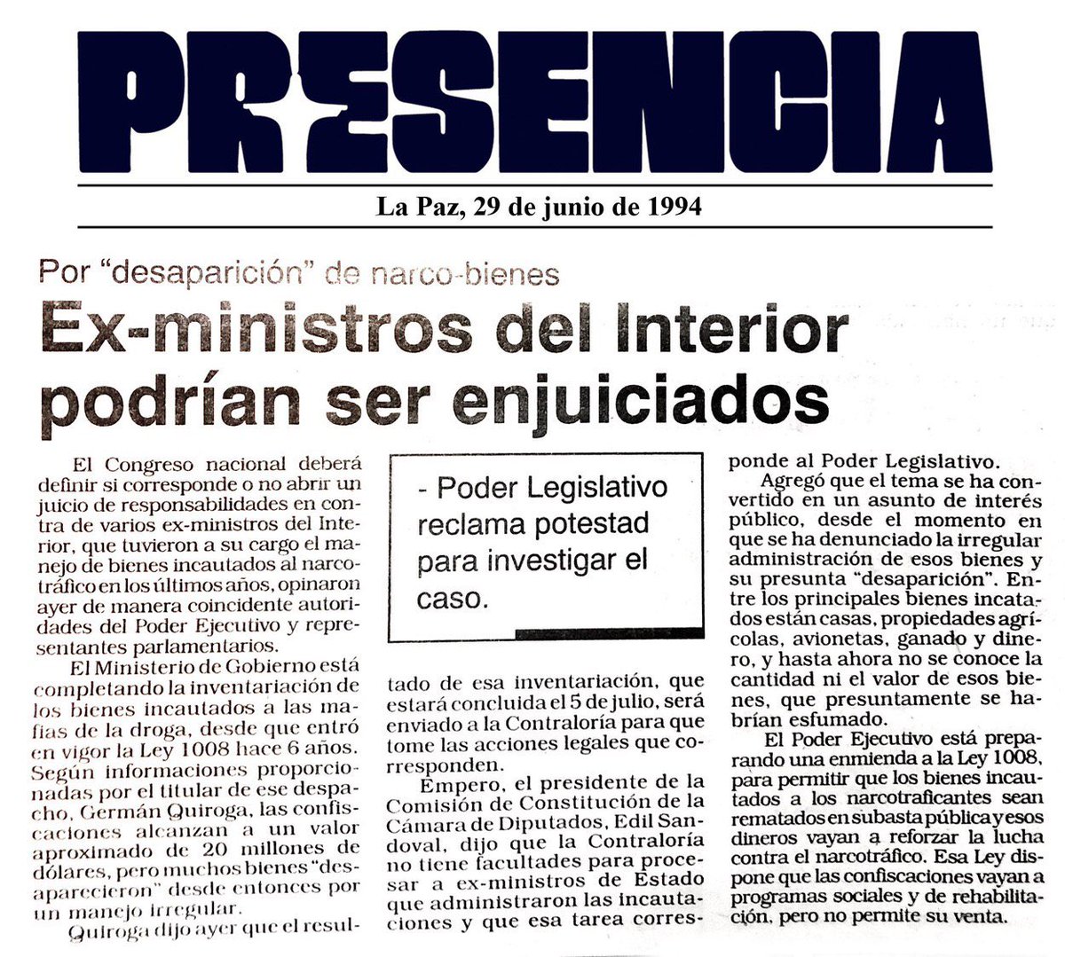 Como Hoy, 1994, Se Reportó De Una Iniciativa Para Enjuiciar A Varios ...