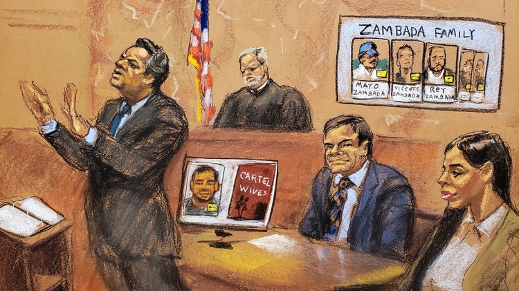 Ilustración del juicio a Joaquín “El Chapo” Guzmán Loera en Nueva York (Foto: Reuters)