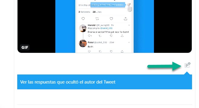 Twitter respuestas ocultas