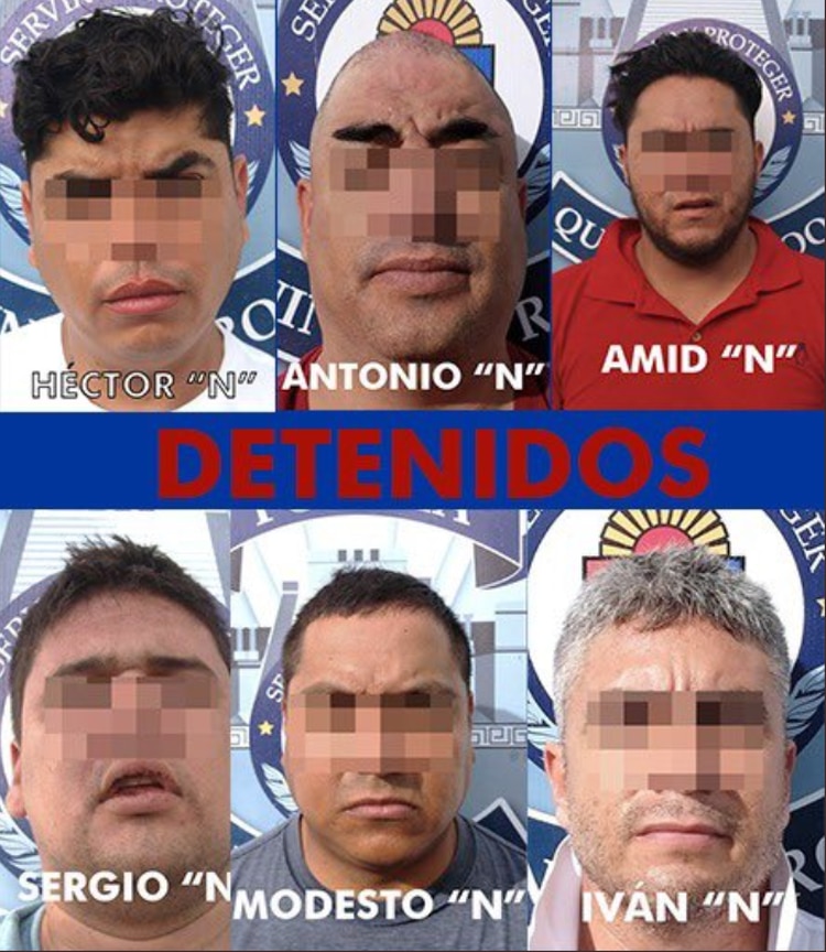 Seis miembros del cártel de Sinaloa, que supuestamente participaron en un documental, fueron capturados por elementos de la FGE de Quintana Roo (Foto: Twitter @kpya)