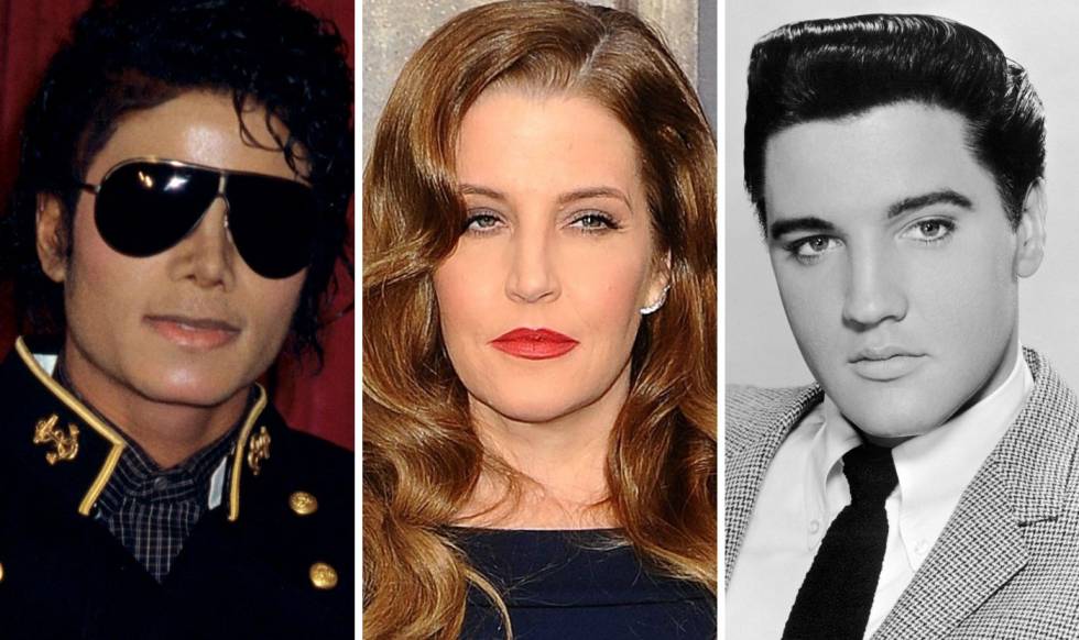 Michael Jackson, Lisa Marie Presley y Elvis Presley.