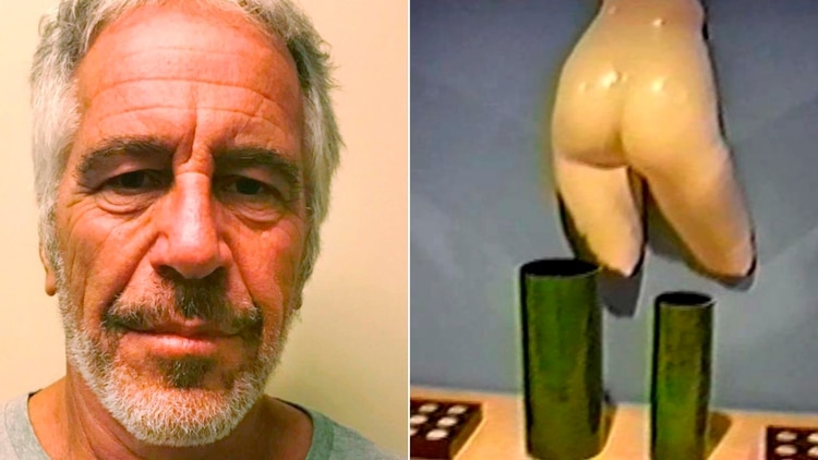A la izquierda, Epstein al ser ingresado a prisión el sábado. A la derecha, una de las paredes de su mansión en Miami, que para sorpresa de los policías que ingresaron en 2005, estaban repletas de obras de arte de desnudos. (Foto: Archivo)