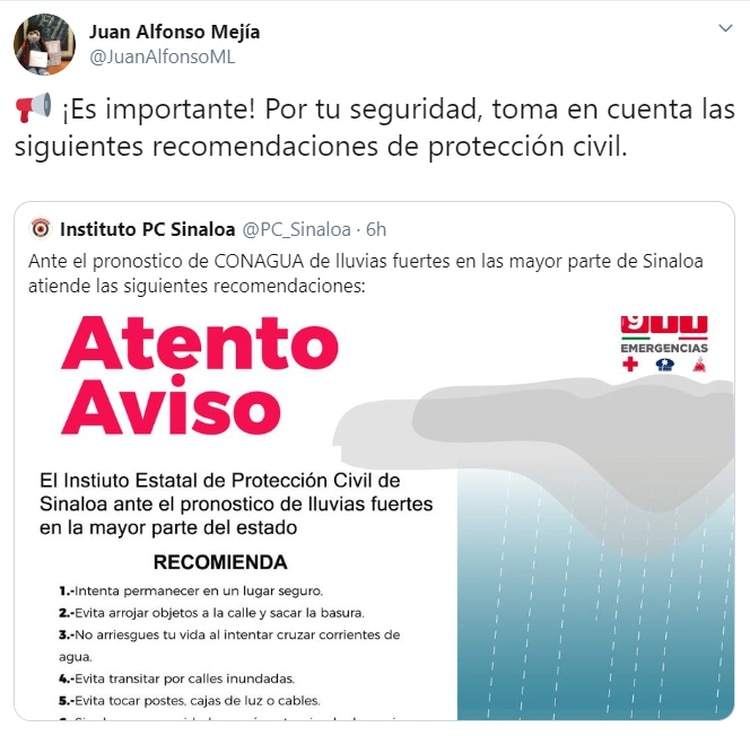 El Secretario de Educación Pública y Cultural del Estado de Culiacán suspendió las clases (Foto: Twitter)